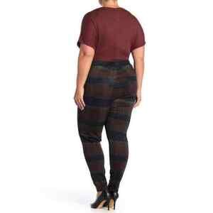 Sanctuary Pull-On Ponte Pants Harvest Plaid Plus Size 1X